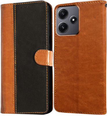 Casotec Flip Cover for Mi Redmi 12 5G, Mi Redmi 12 4G, Poco M6 Pro 5G(Brown, Magnetic Case, Pack of: 1)