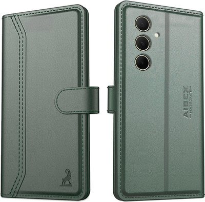AIBEX Flip Cover for Samsung Galaxy M35 5G|Premium Leather Finish | Magnetic Closure | Kickstand Feature(Green, Magnetic Case, Pack of: 1)