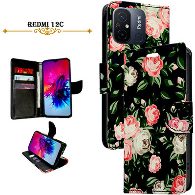 Asmart Flip Cover for Redmi 12c(Black, Pack of: 1)