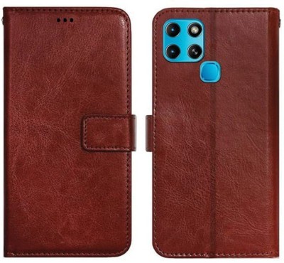 CASETREE Flip Cover for Infinix Smart 6, 
X6511E leather cover(Brown, Grip Case, Pack of: 1)