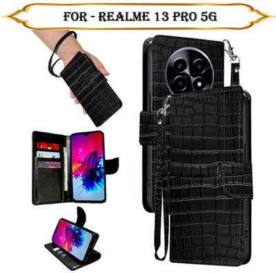 Cutemart Flip Cover for Realme 13 Pro 5G(Black, Pack of: 1)