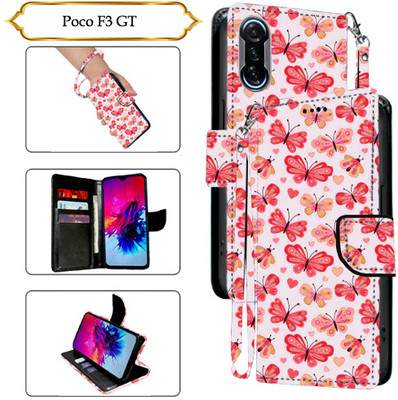Cutemart Flip Cover for POCO F3 GT(Red, Pack of: 1)