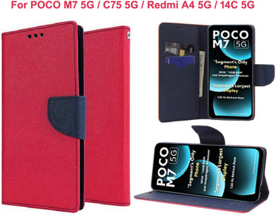 Carnage Flip Cover for POCO M7 5G, POCO C75 5G, Redmi A4 5G, Redmi 14C 5G(Pink, Cases with Holder, Pack of: 1)
