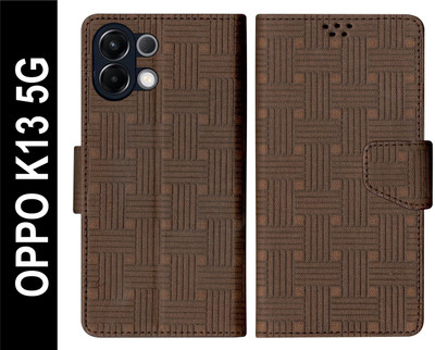 SBMS Flip Cover for OPPO K13 5G Back Cover Case with Magnatic Closure(Brown, Shock Proof, Pack of: 1)