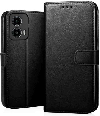 NKARTA Flip Cover for Motorola Moto G85 5g Vinatge Wallet Case Black(Black, Cases with Holder, Pack of: 1)