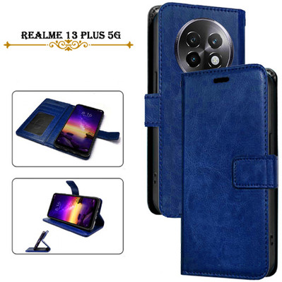 Asmart Flip Cover for Realme 13 Plus 5G(Blue, Pack of: 1)