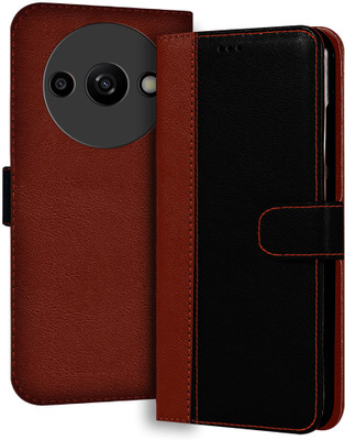 Flipkart SmartBuy Flip Cover for REDMI A3X(Black, Brown, Dual Protection, Pack of: 1)