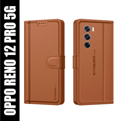 KIVANO LUXE Flip Cover for Oppo Reno 12 Pro 5G(Brown, Magnetic Case, Pack of: 1)