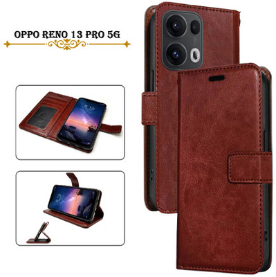 Cutemart Flip Cover for OPPO Reno 13 Pro 5G(Brown, Pack of: 1)