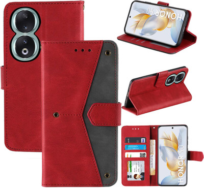 Autofocus Flip Cover for Honor 90 5G(Red, Camera Bump Protector, Pack of: 1)