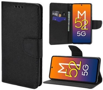 Aarov Flip Cover for Samsung Galaxy M52 5G(Black, Dual Protection, Pack of: 1)