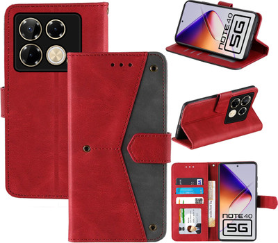 Autofocus Flip Cover for Infinix Note 40 5G(Red, Camera Bump Protector, Pack of: 1)
