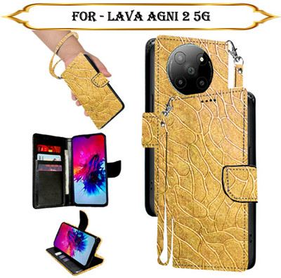 PARGO Flip Cover for Lava Agni 2 5G(Gold, Pack of: 1)