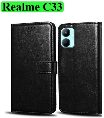 Wynhard Flip Cover for Realme C33, Realme C33 2023(Black, Grip Case, Pack of: 1)