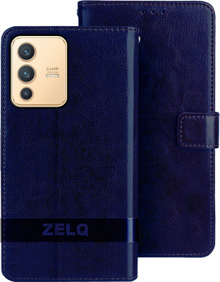 Zelq Flip Cover for VIVO V23 5G(Blue, Dual Protection, Pack of: 1)