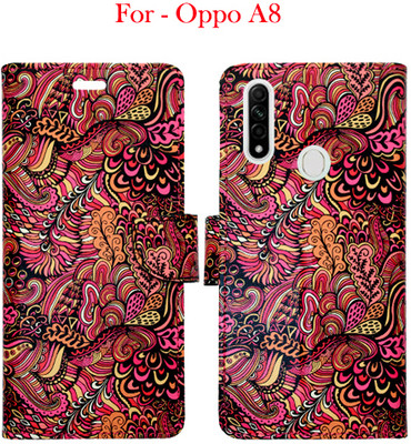 Toklot Flip Cover for Oppo A8(Red, Pack of: 1)