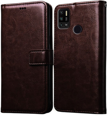 Casotec Flip Cover for Tecno Spark 6 Air(Brown, Pack of: 1)