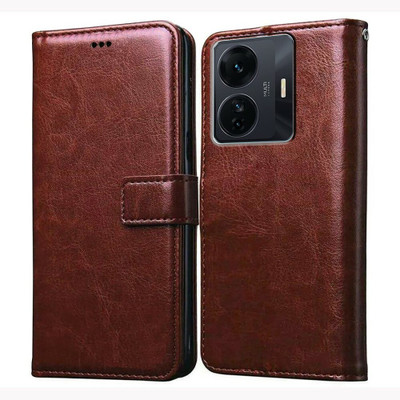 TINGTONG Flip Cover for iQOO Z6 Pro 5G(Brown, Magnetic Case, Pack of: 1)