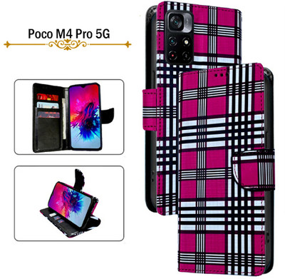 PARGO Flip Cover for Poco M4 Pro 5G(Pink, Pack of: 1)