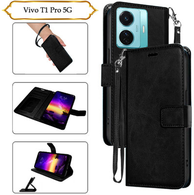 PARGO Flip Cover for Vivo T1 Pro 5G(Black, Pack of: 1)