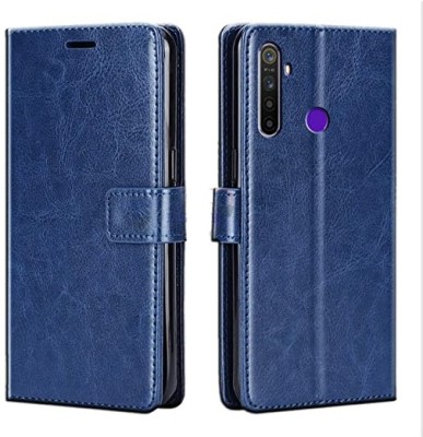ClickAway Flip Cover for Realme 5 Pro(Blue, Dual Protection, Pack of: 1)