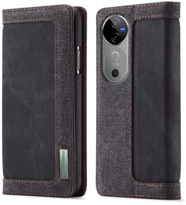 Clickcase Flip Cover for vivo V40 5G(Black, Dual Protection)