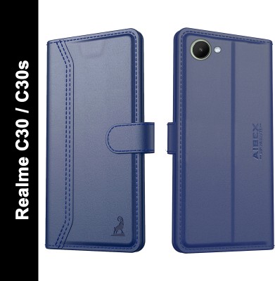 AIBEX Flip Cover for Realme C30 / Realme C30s|Vegan PU Leather |Foldable Stand & Pocket(Blue, Cases with Holder, Pack of: 1)