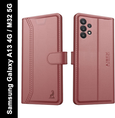 AIBEX Flip Cover for Samsung Galaxy A13 4G / Samsung Galaxy M32 5G| Premium Leather Finish | Magnetic Closure(Brown, Magnetic Case, Pack of: 1)