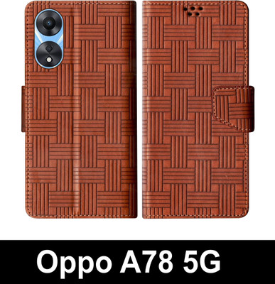 S R WORLD Flip Cover for Oppo A78 5G(Brown, Hard Case, Pack of: 1)
