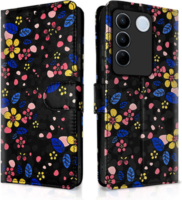 Pikkme Flip Cover for Vivo V27 / V27 Pro 5G(Black, Cases with Holder, Pack of: 1)