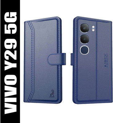 AIBEX Flip Cover for vivo Y29 5G | Premium Leather Finish | Magnetic Closure | Kickstand Feature(Blue, Magnetic Case, Pack of: 1)
