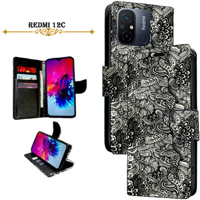 Asmart Flip Cover for Redmi 12c(Black, Pack of: 1)