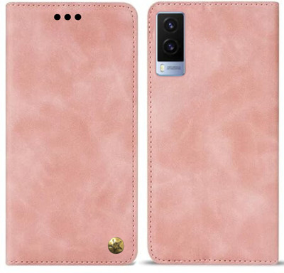 GoPerfect Wallet Case Cover for Vivo V21E 5G | Limited Edition latest Business Series Flip Back Cover(Pink, Dual Protection, Pack of: 1)