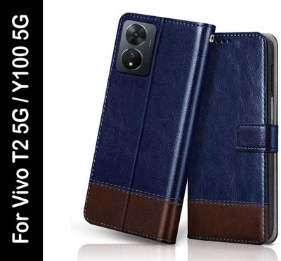 Winkel Flip Cover for vivo Y100 5G(Blue, Cases with Holder, Pack of: 1)