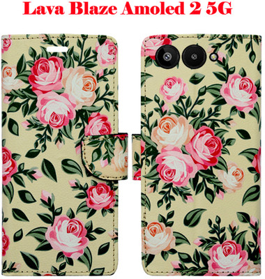 Mxkart Flip Cover for Lava Blaze Amoled 2 5G(Yellow, Pack of: 1)