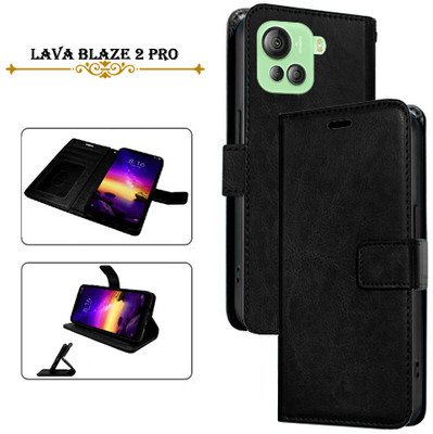 Cutemart Flip Cover for Lava Blaze 2 Pro(Black, Pack of: 1)