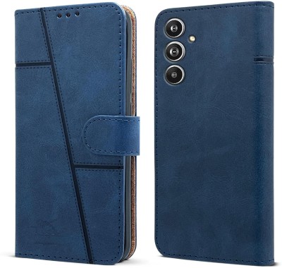SnapStar Flip Cover for Samsung M54/F54 5G(Premium Leather Material | 360-Degree Protection | Built-in Stand)(Blue, Dual Protection, Pack of: 1)
