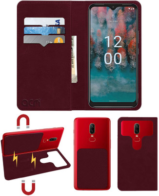 ACM Flip Cover for Nokia C12 Pro(Maroon, Cases with Holder, Pack of: 1)