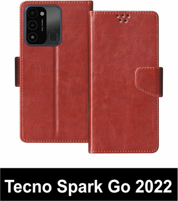 SBMS Flip Cover for Tecno Spark Go 2022 / Tecno Spark 8C / Tecno Spark 9 Back Cover Case(Brown, Shock Proof, Pack of: 1)