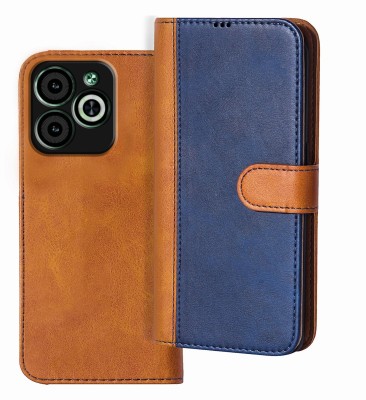 Knotyy Flip Cover for Infinix HOT 40i(Blue, Brown, Dual Protection, Pack of: 1)