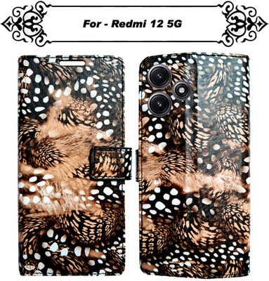Asmart Flip Cover for Redmi 12 5G(Brown, Pack of: 1)