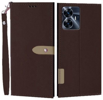 Wynhard Flip Cover for Realme C55, Realme Narzo N55(Brown, Grip Case, Pack of: 1)