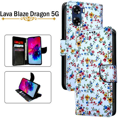 Cutemart Flip Cover for Lava Blaze Dragon 5G(White, Pack of: 1)