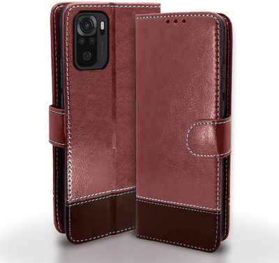 Pikkme Flip Cover for Mi Redmi Note 10 / 10S / Note 11 SE(Brown, Cases with Holder, Pack of: 1)