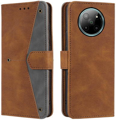 Autofocus Flip Cover for Lava Agni 2 5G(Brown, Grey, Cases with Holder, Pack of: 1)