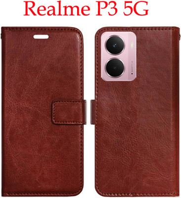 Mxkart Flip Cover for Realme P3 5G(Brown, Pack of: 1)