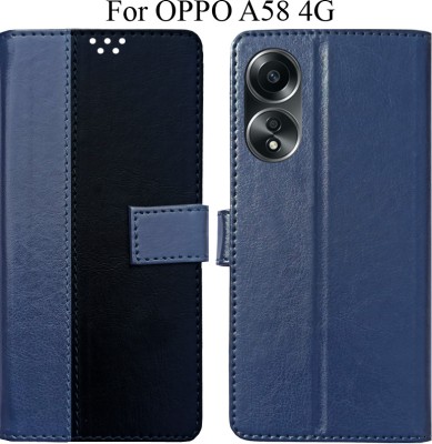 MYSHANZ Flip Cover for Oppo A58 A58 4G(Blue, Magnetic Case, Pack of: 1)