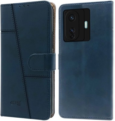 NIMMIKA ENTERPRISES Flip Cover for Vivo T1 Pro 5G/IQOO Z6 Pro 5G (Premium leather material | Card slots and pockets)(Blue, Dual Protection, Pack of: 1)