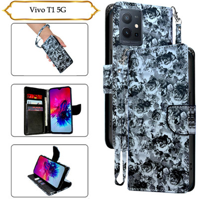 SALGO Flip Cover for Vivo T1 5G(Black, Pack of: 1)