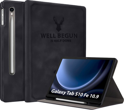 Proelite Flip Cover for Galaxy Tab S9 FE 10.9/S10 FE 10.9/S9 11 inch Case, Deer Flip case cover with S Pen holder(Black)